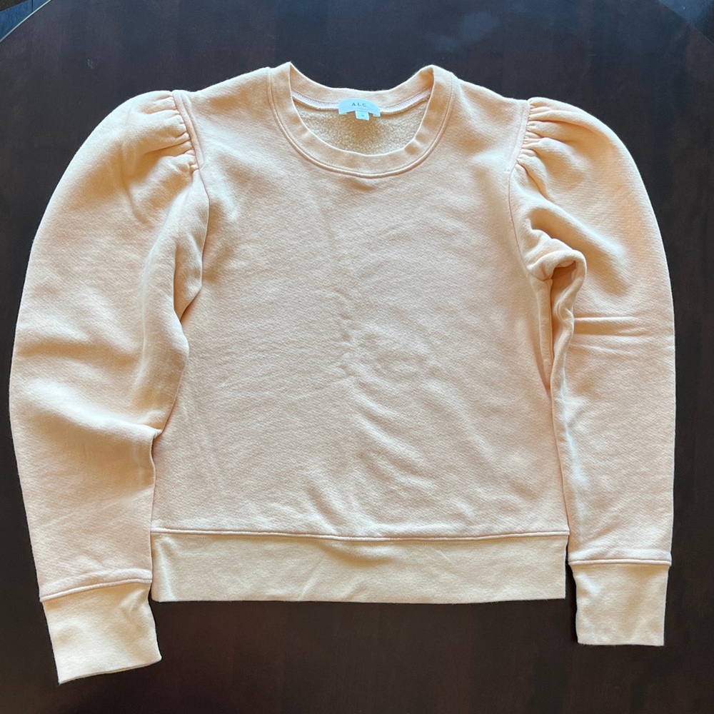 Worn 1x ALC Women’s Puff Shoulder Sweatshirt Pale Orange